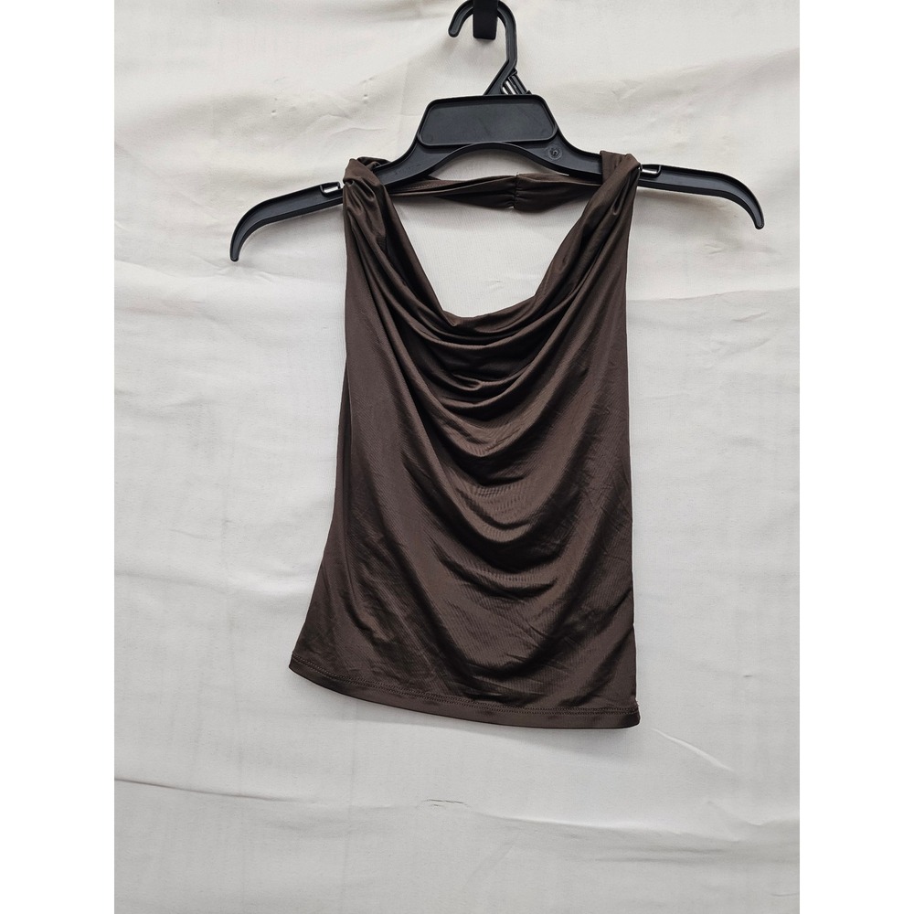 Wild Fable Womens Cowl Neck Halter Top Brown Polyester Blend Casual Size XS